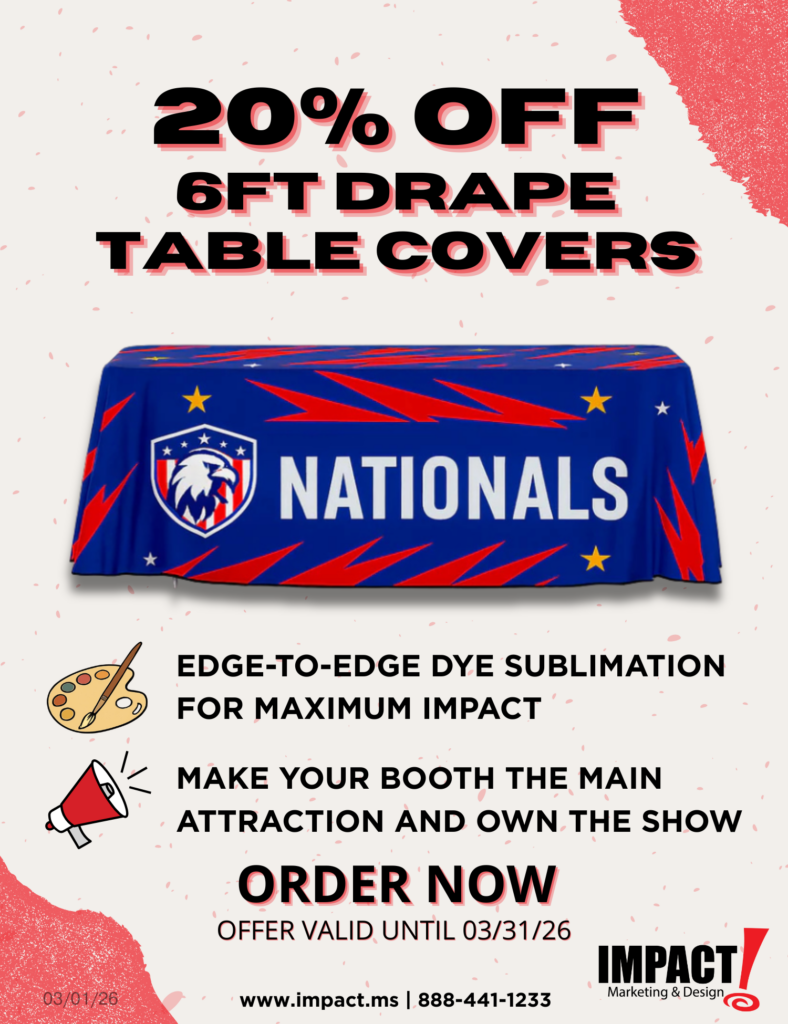 20% off 6ft drape table covers edge-to-edge dye sublimation special